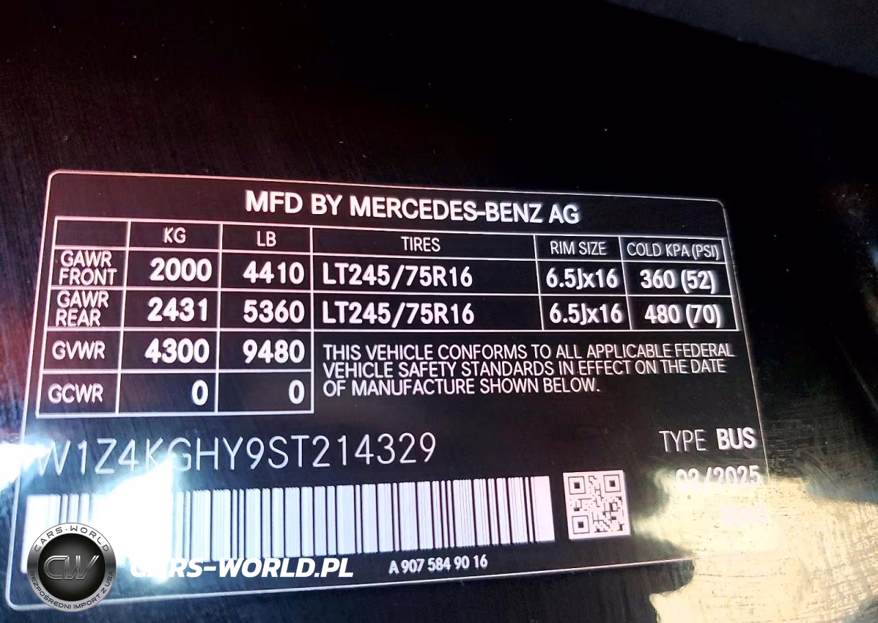 2025 Mercedes-Benz Sprinter 2500 VIN:W1Z4KGHY9ST214329 - 13