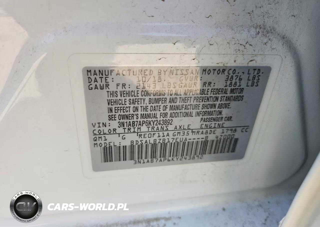 2019 Nissan Sentra VIN:3N1AB7AP6KY243892 - 12