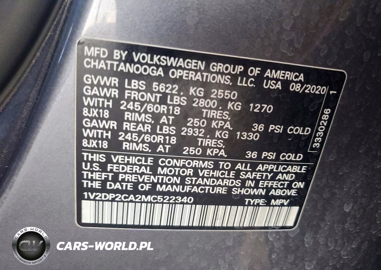 2021 Volkswagen Atlas Se VIN:1V2DP2CA2MC522340 - 14