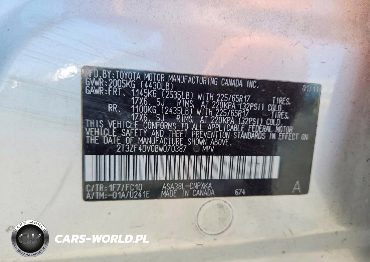2011 Toyota Rav4 Base VIN:2T3ZF4DV0BW070387 - 12