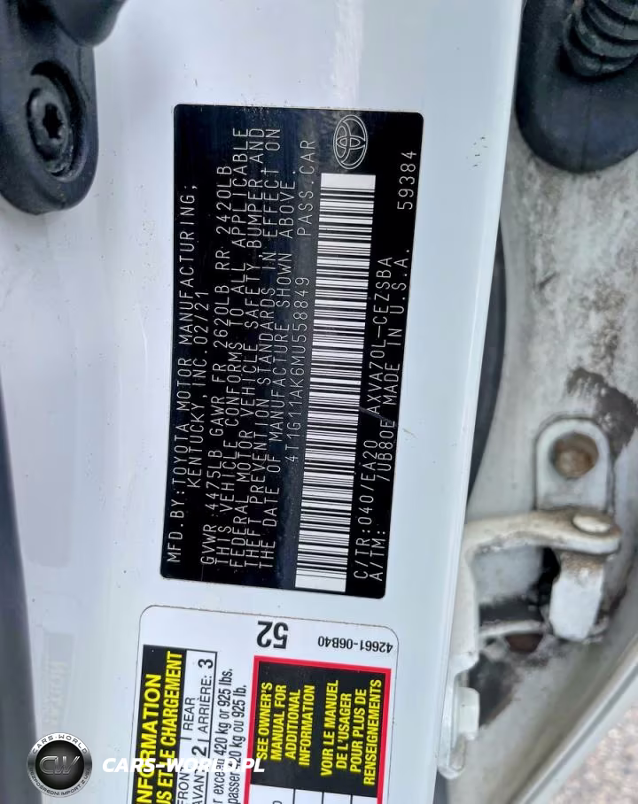2021 Toyota Camry Se VIN:4T1G11AK6MU5588 - 10