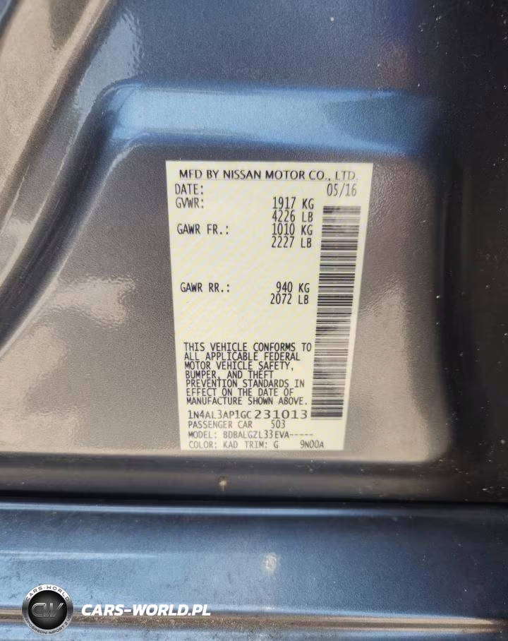 2016 Nissan Altima 2.5 S VIN:1N4AL3AP1GC231013 - 12