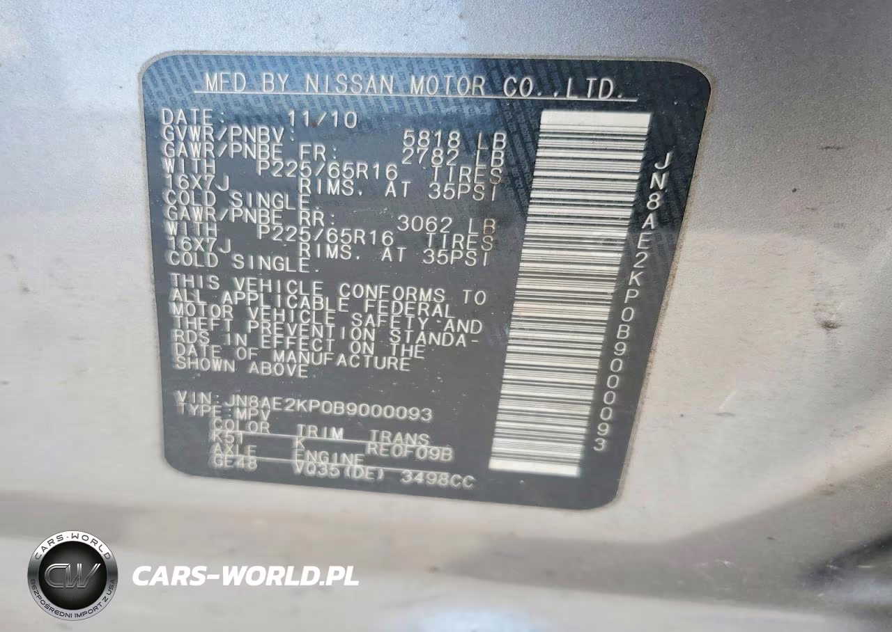 2011 Ineo Automobile VIN:JN8AE2KP0B9000093 - 13