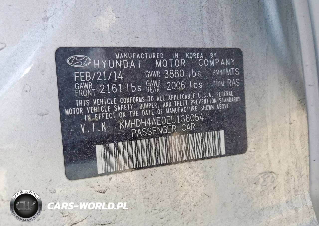 2014 Hyundai Elantra Se VIN:KMHDH4AE0EU136054 - 12