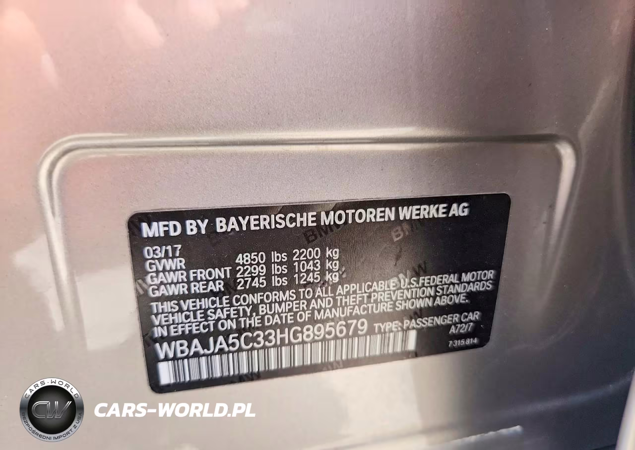 2017 BMW 530 I VIN:WBAJA5C33HG895679 - 12