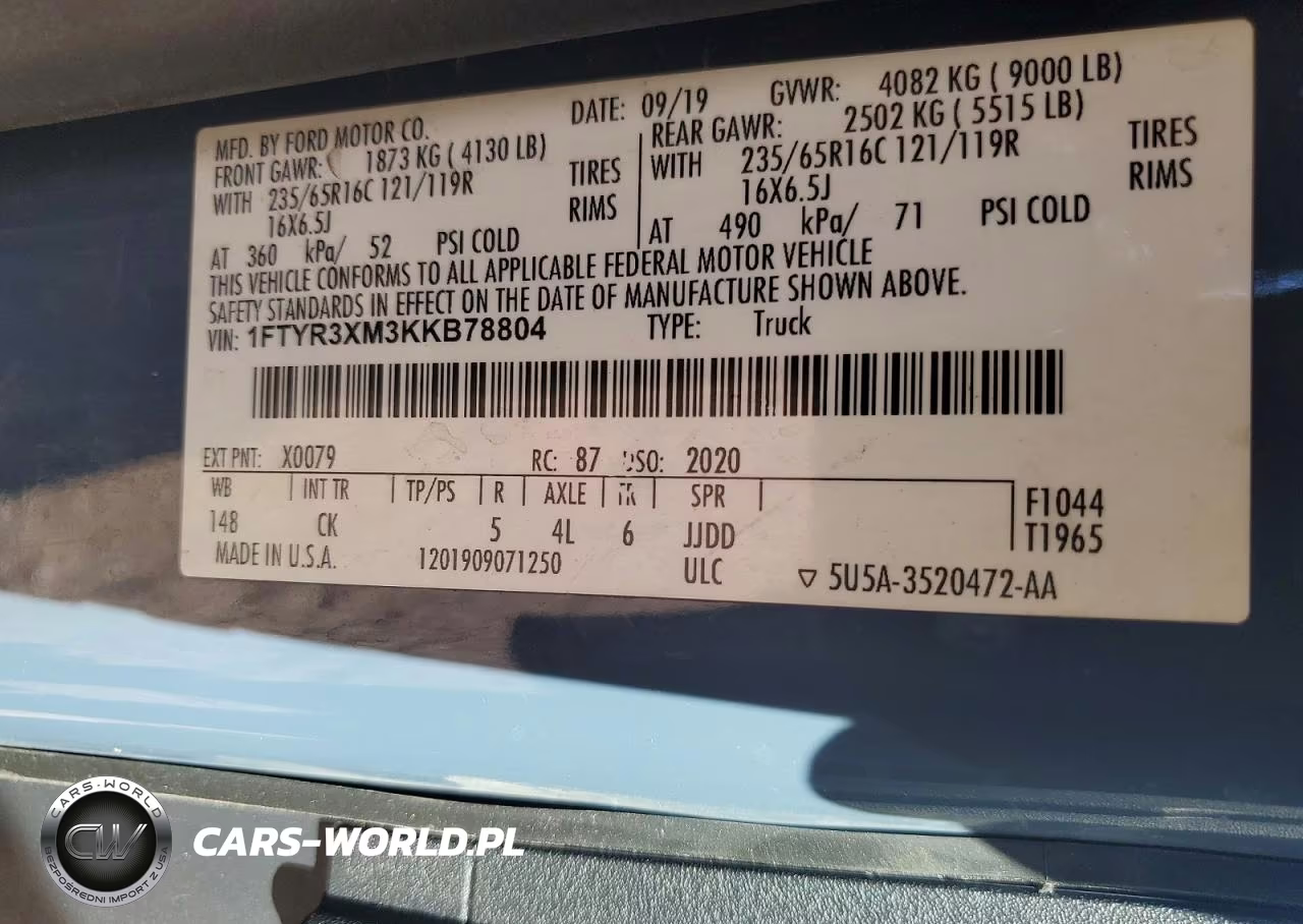 2019 Ford Transit 250 Delivery Van VIN:1FTYR3XM3KKB78804 - 13