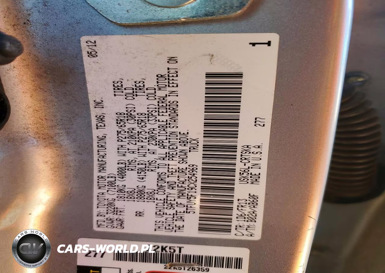 2012 Toyota Tundra Double Cab Sr5 VIN:5TFUY5F19CX254969 - 12