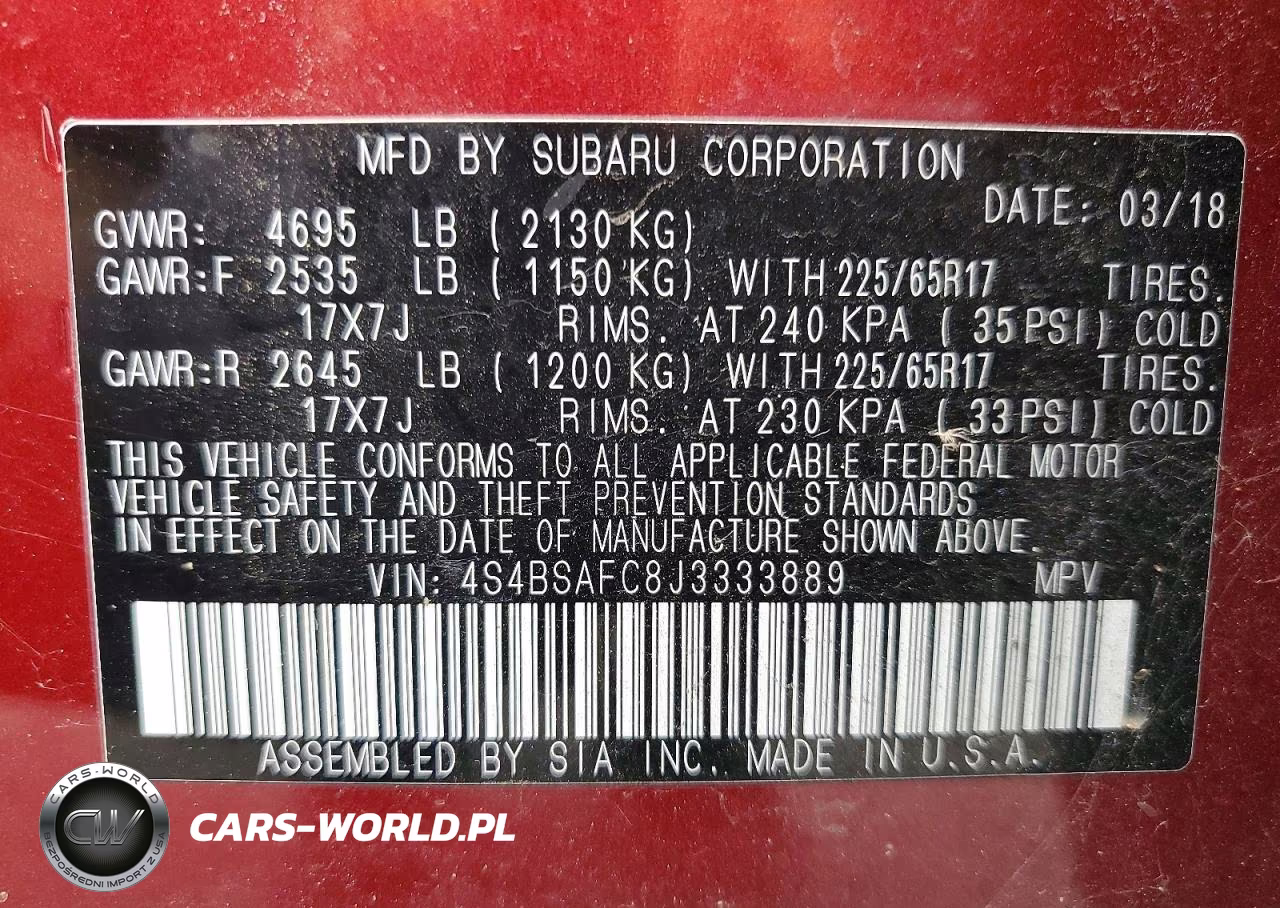 2018 Subaru Outback 2.5I Premium VIN:4S4BSAFC8J3333889 - 12