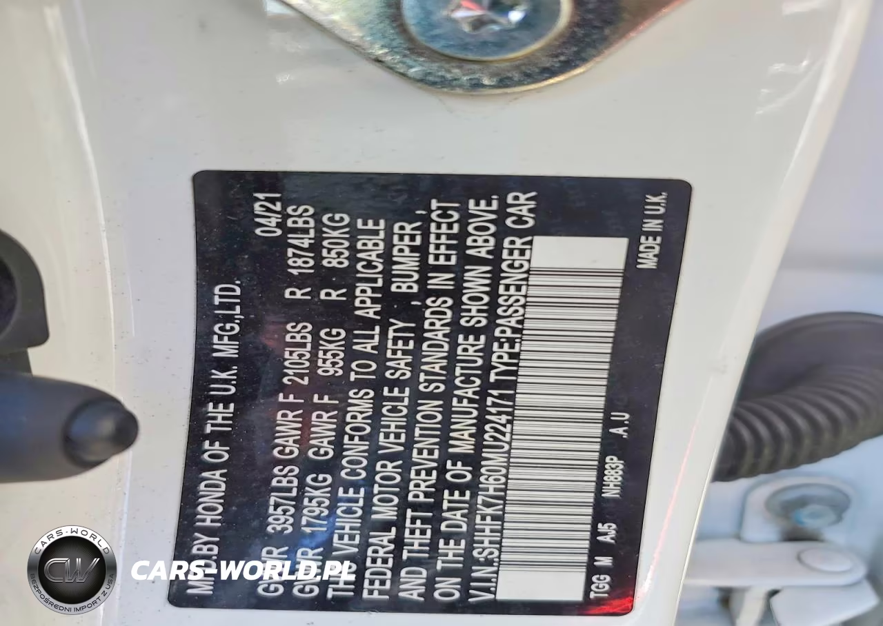 2021 Honda Civic Ex VIN:SHHFK7H60MU224171 - 12