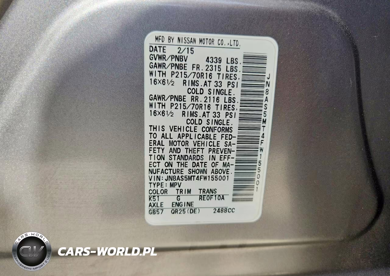 2015 Nissan Rogue Select S VIN:JN8AS5MT4FW155001 - 13