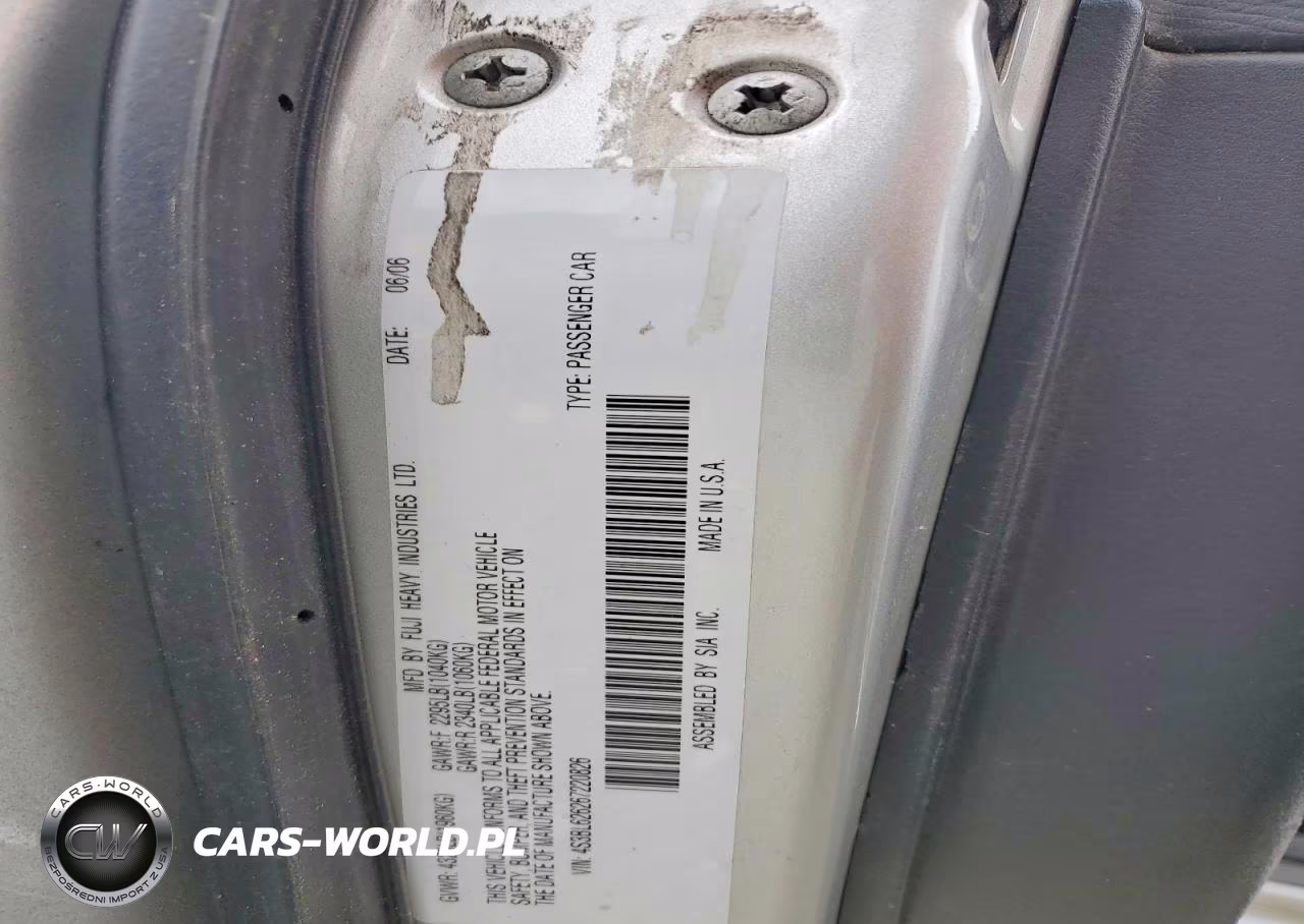 2006 Subaru Legacy 2.5I Limited VIN:4S3BL626267220826 - 12