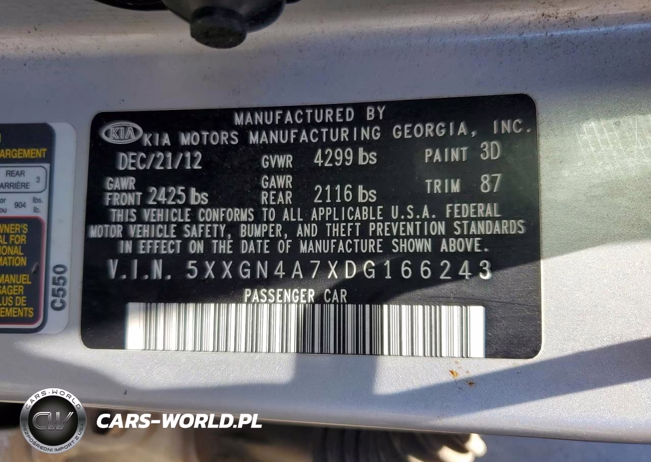 2013 Kia Optima Ex VIN:5XXGN4A7XDG166243 - 12