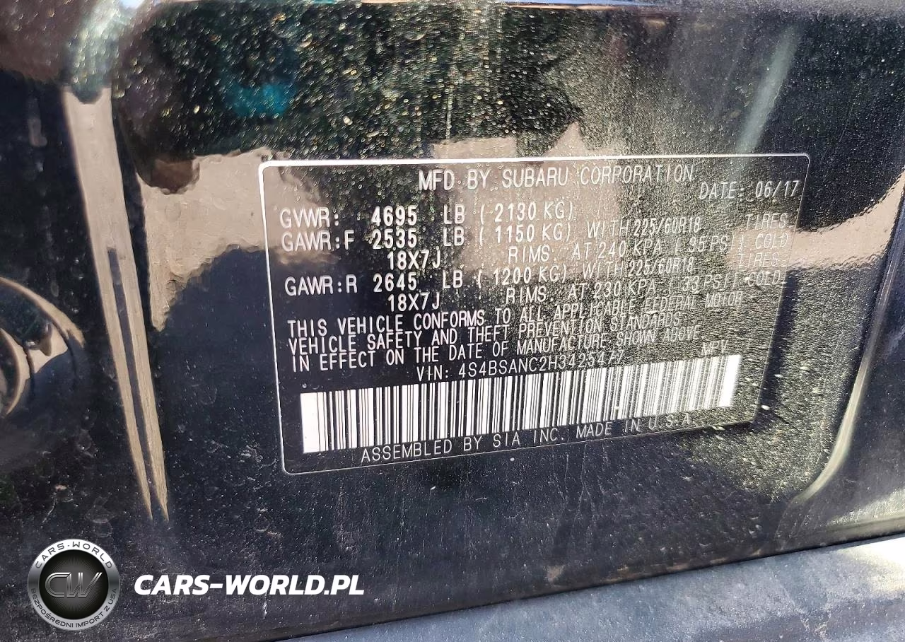 2017 Subaru Outback 2.5I Limited VIN:4S4BSANC2H3425477 - 12