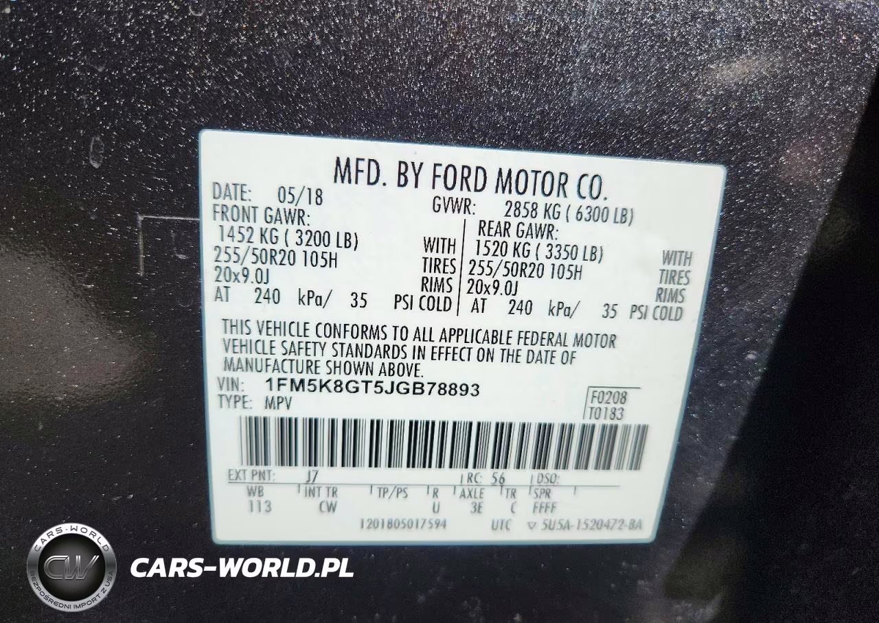 2018 Ford Explorer Sport VIN:1FM5K8GT5JGB78893 - 14