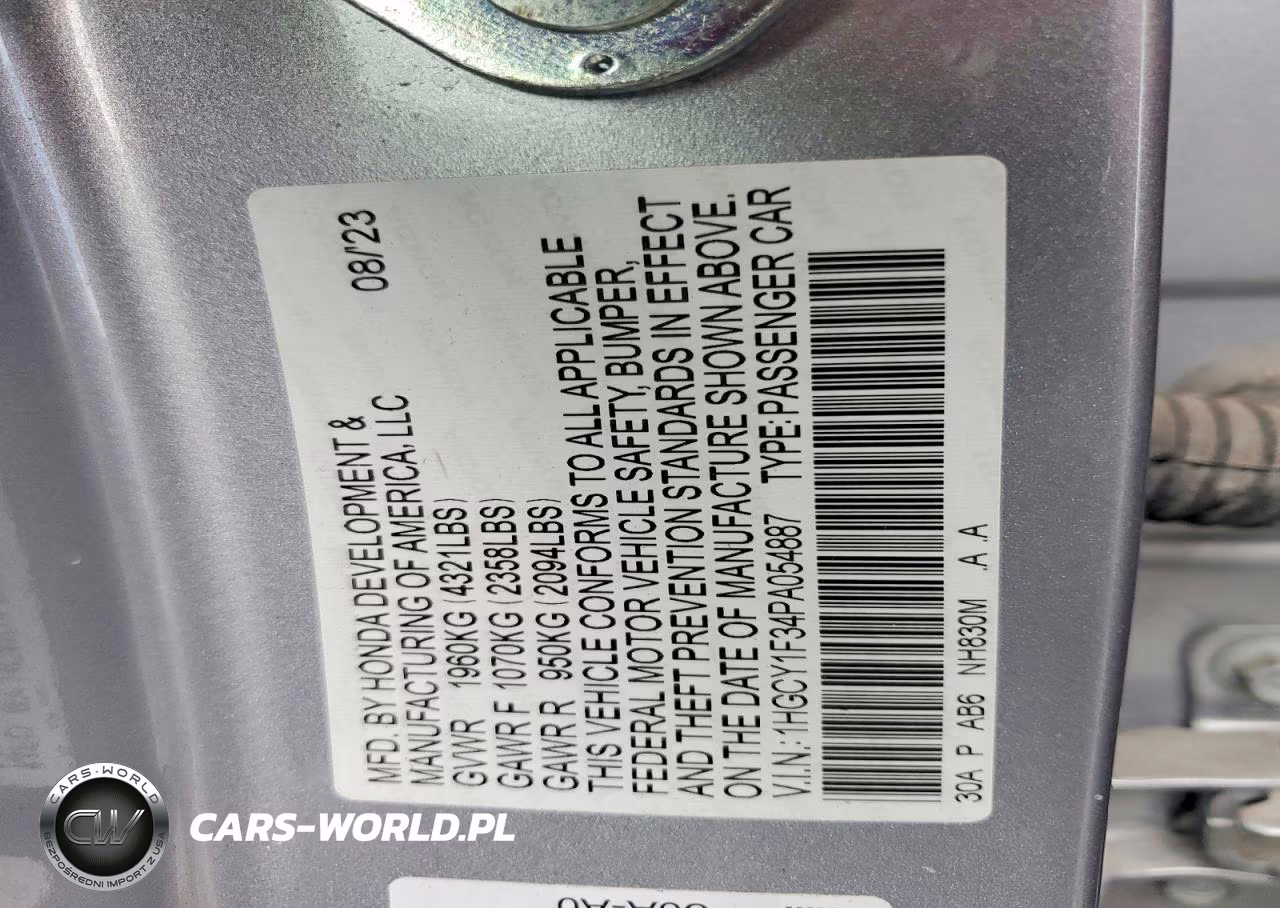 2023 Honda Accord Ex VIN:1HGCY1F34PA054887 - 12