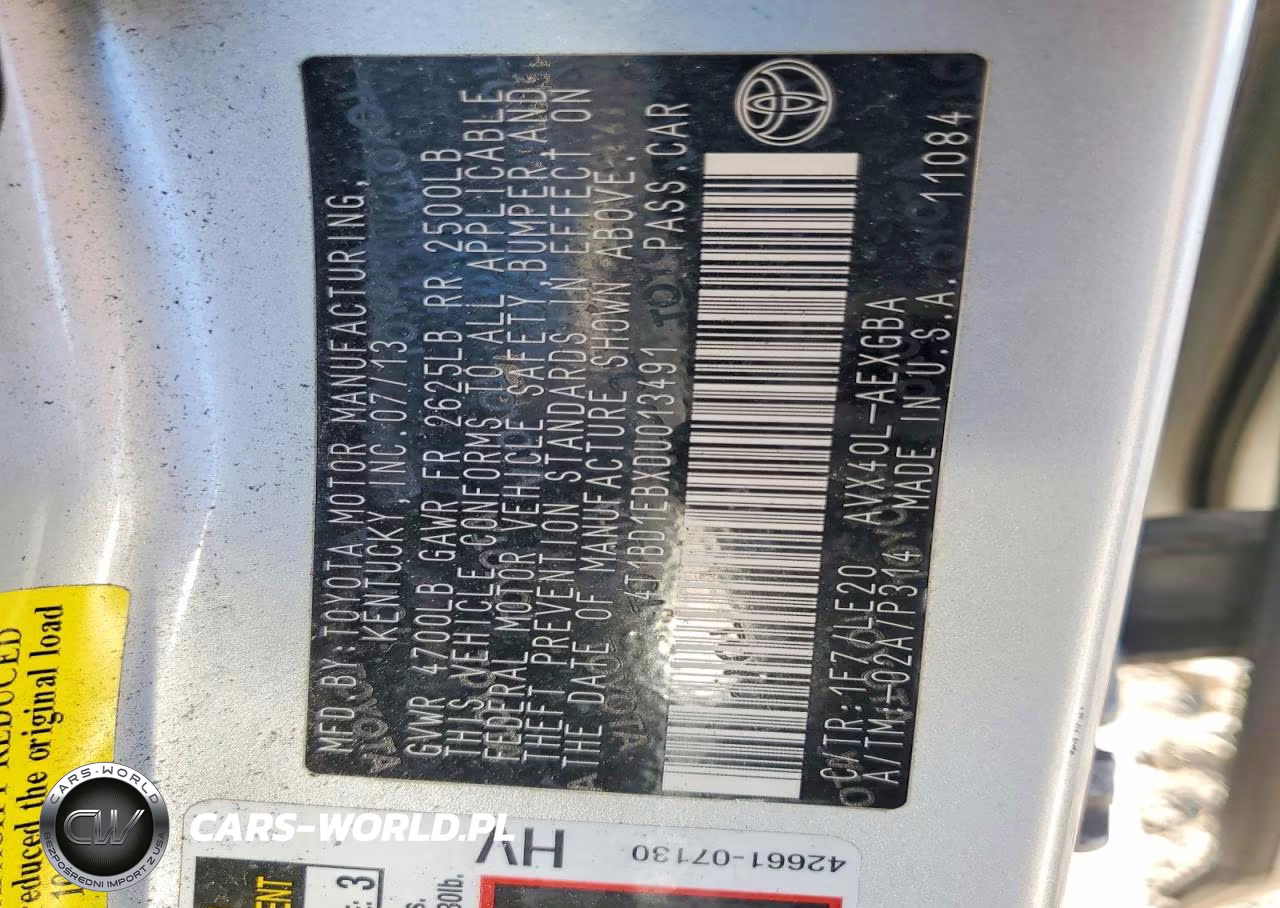 2013 Toyota Avalon Hybrid Xle Touring VIN:4T1BD1EBXDU013491 - 12