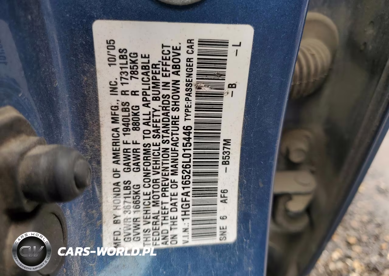 2006 Honda Civic Lx VIN:1HGFA16526L015446 - 13