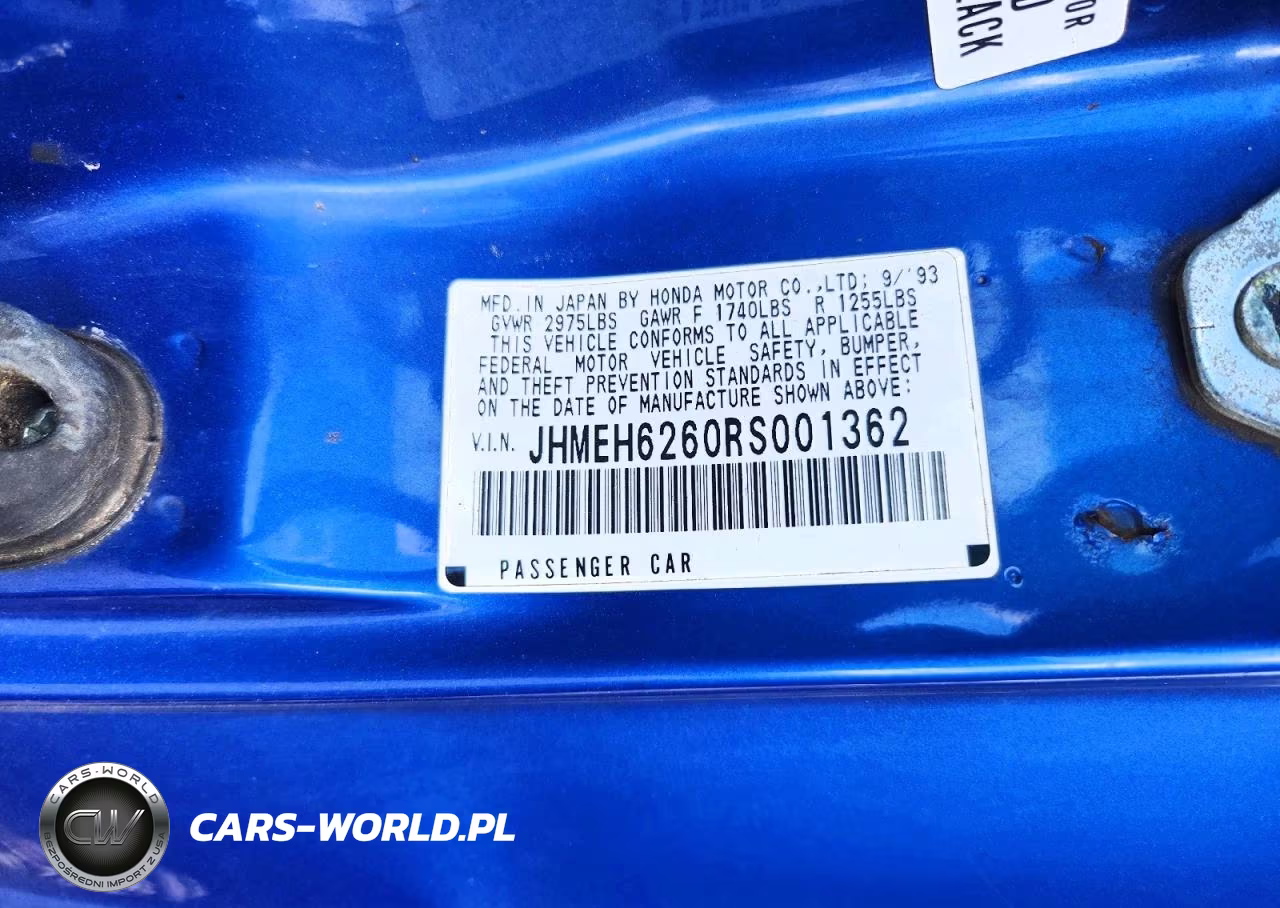 1994 Honda Civic Del Sol Si VIN:JHMEH6260RS001362 - 12