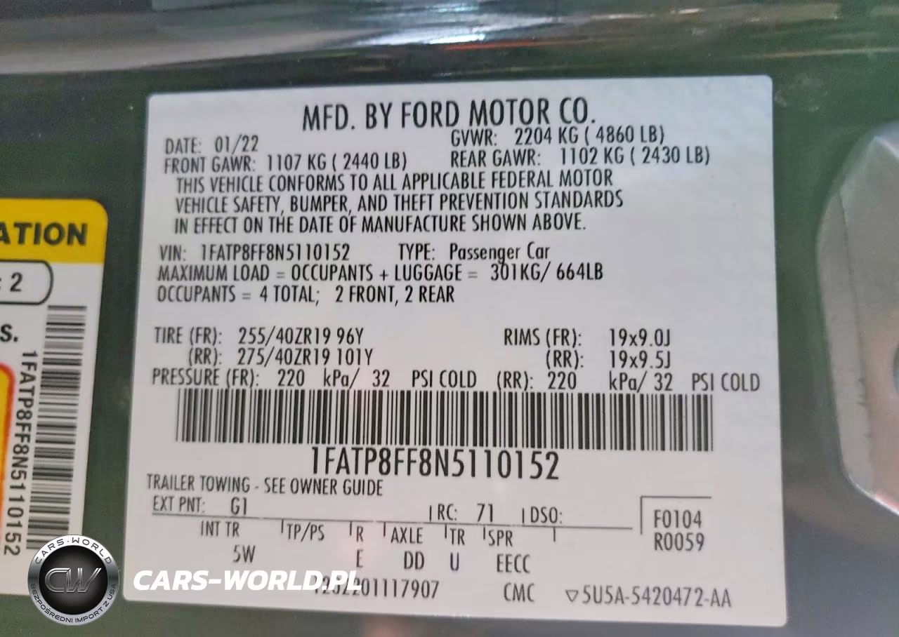 2022 Ford Mustang Gt VIN:1FATP8FF8N5110152 - 12