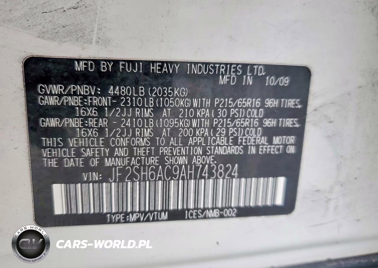 2010 Subaru Forester 2.5X VIN:JF2SH6AC9AH743824 - 13