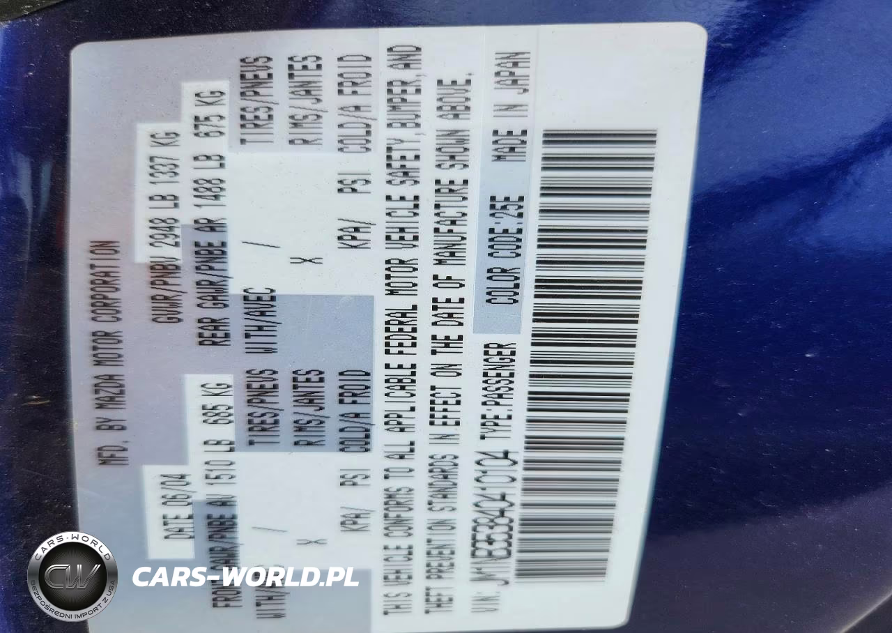 2004 Mazda Mx-5 Miata Base VIN:JM1NB353840410104 - 12