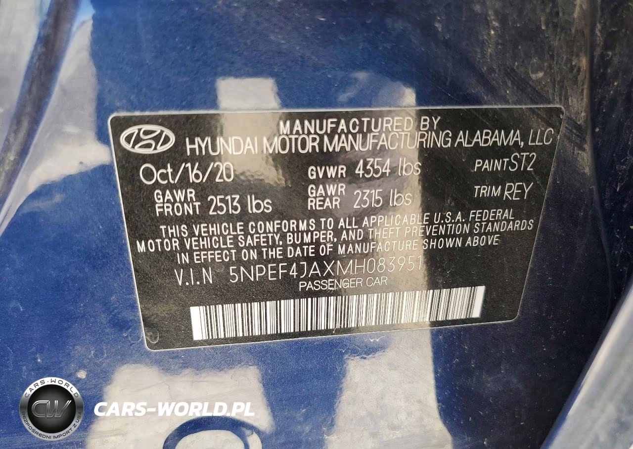 2021 Hyundai Sonata Sel VIN:5NPEF4JAXMH083951 - 13