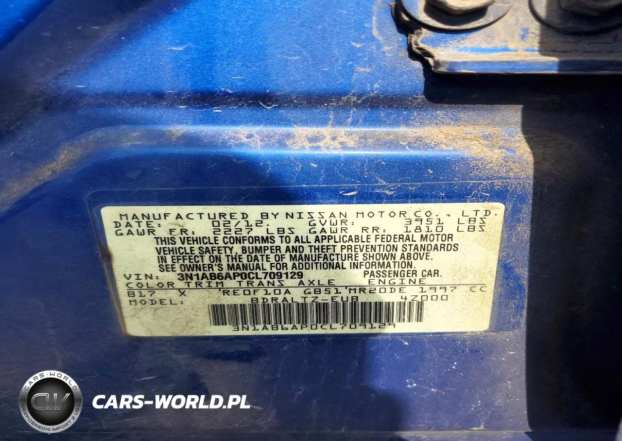 2012 Nissan Sentra 2.0 VIN:3N1AB6AP0CL709129 - 12