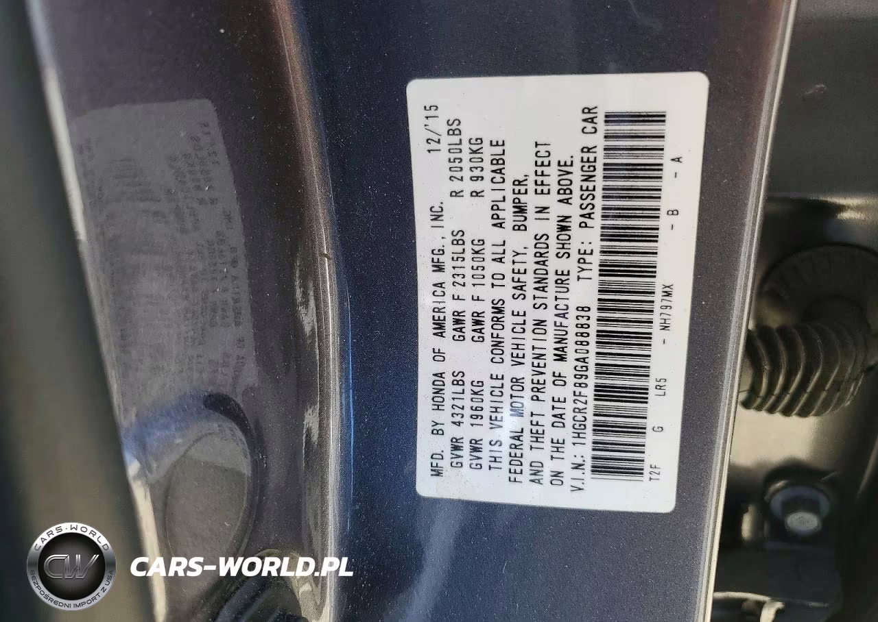 2016 Honda Accord Exl VIN:1HGCR2F89GA088838 - 12