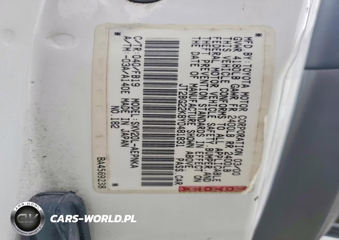 2000 Toyota Camry VIN:JT2BG22K8Y0481831 - 13