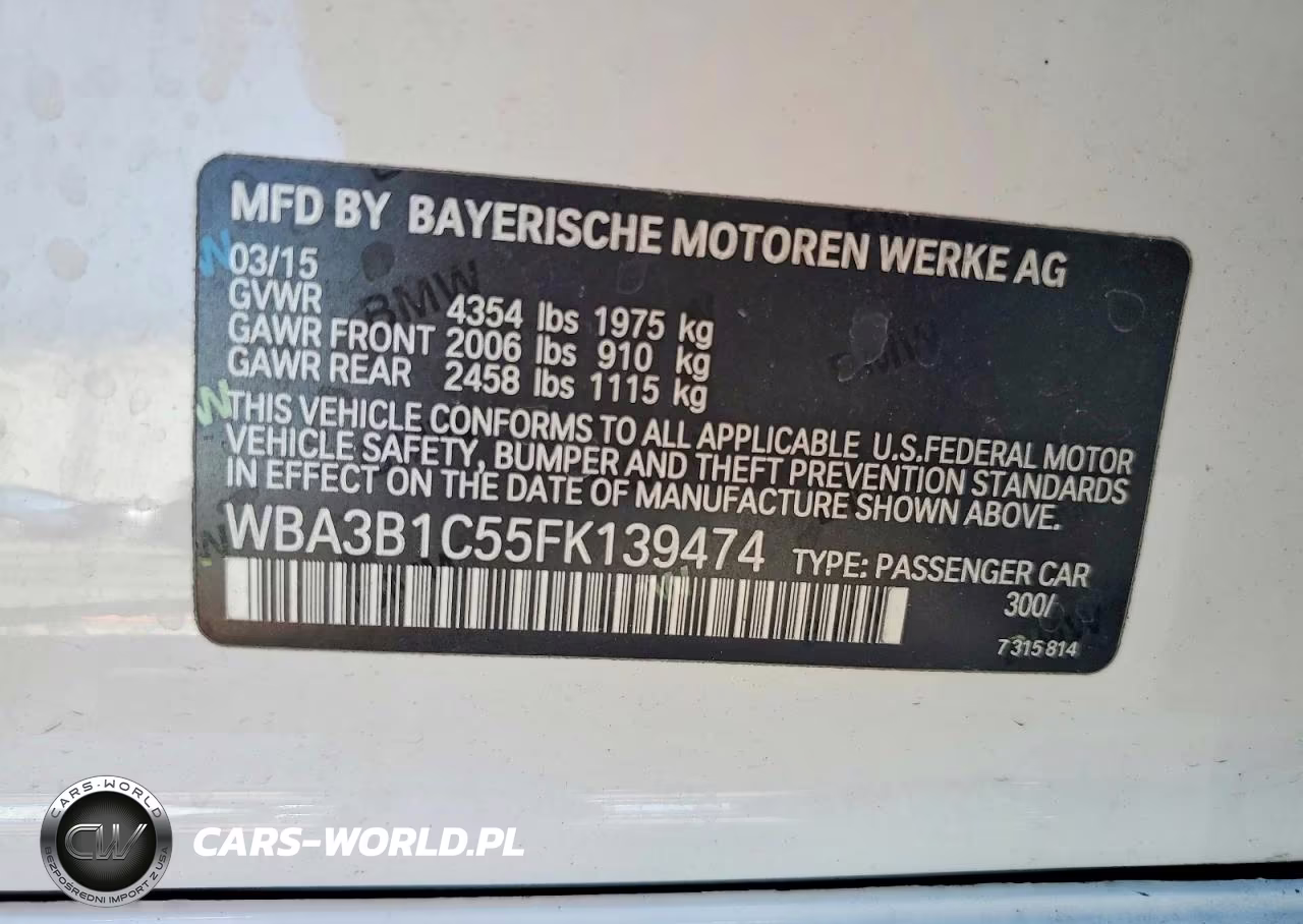 2015 BMW 320 I VIN:WBA3B1C55FK139474 - 12