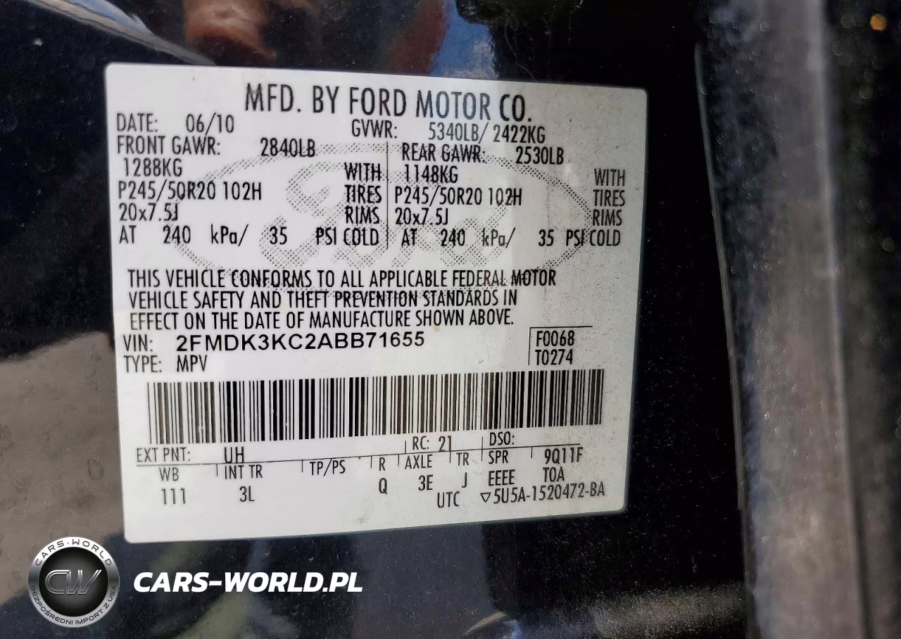 2010 Ford Edge Limited VIN:2FMDK3KC2ABB71655 - 13