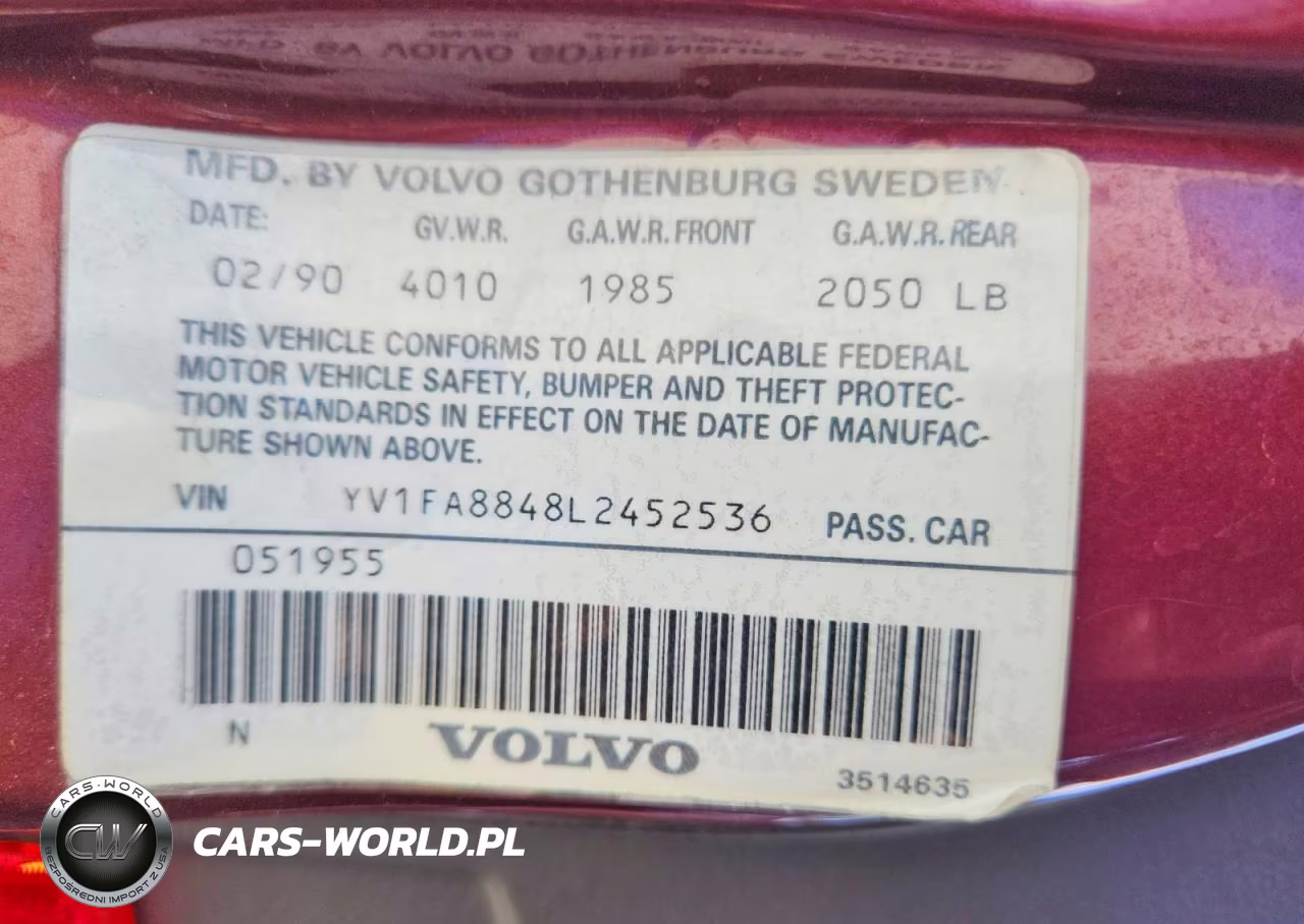 1990 Volvo 740 Base VIN:YV1FA8848L2452536 - 12