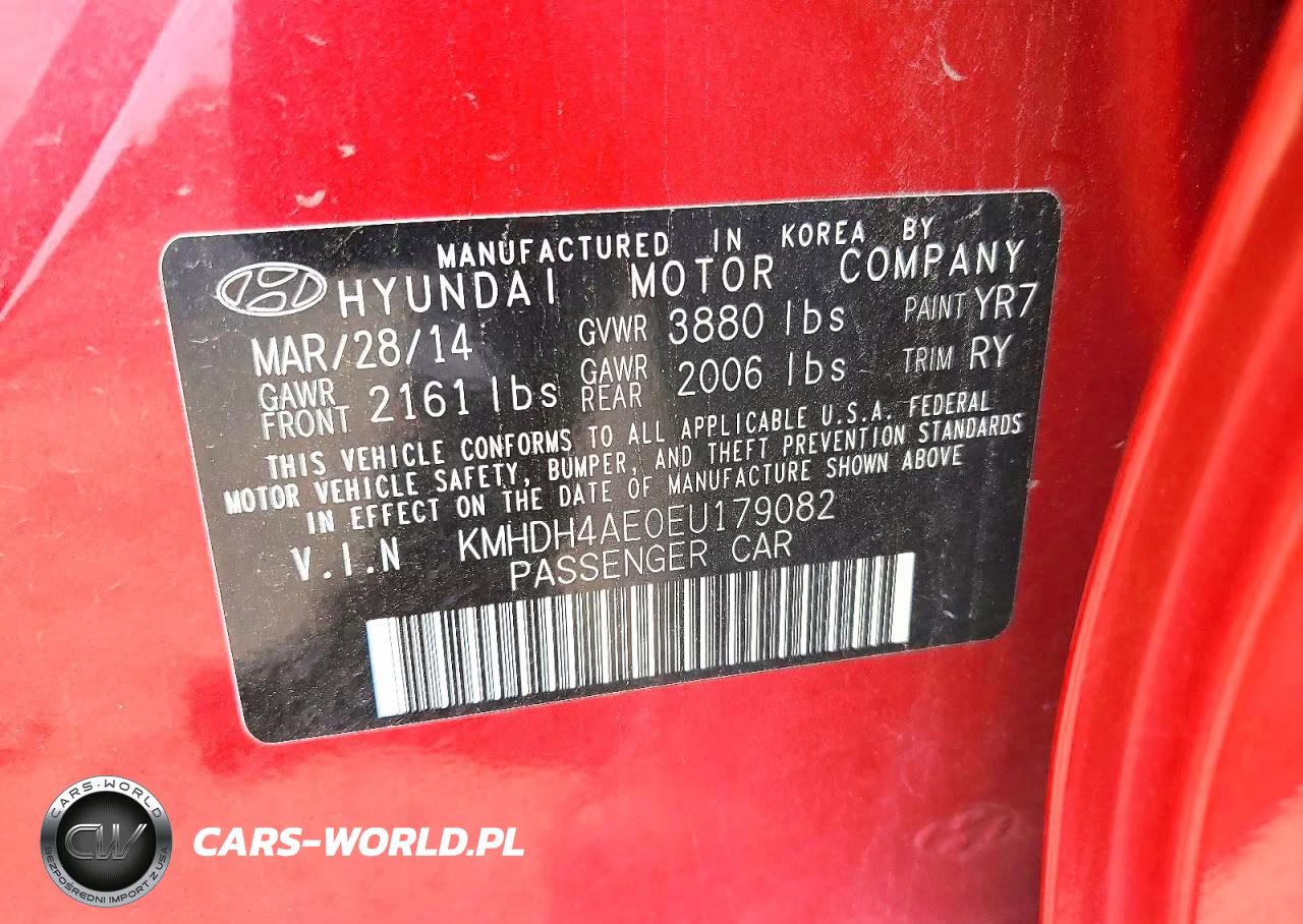 2014 Hyundai Elantra Limited VIN:KMHDH4AE0EU179082 - 12