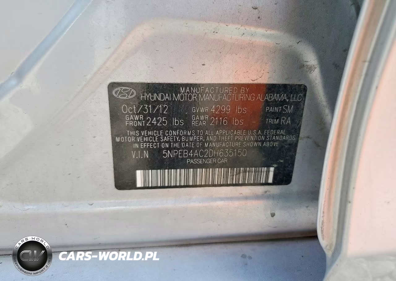 2013 Hyundai Sonata Gls VIN:5NPEB4AC2DH635150 - 12