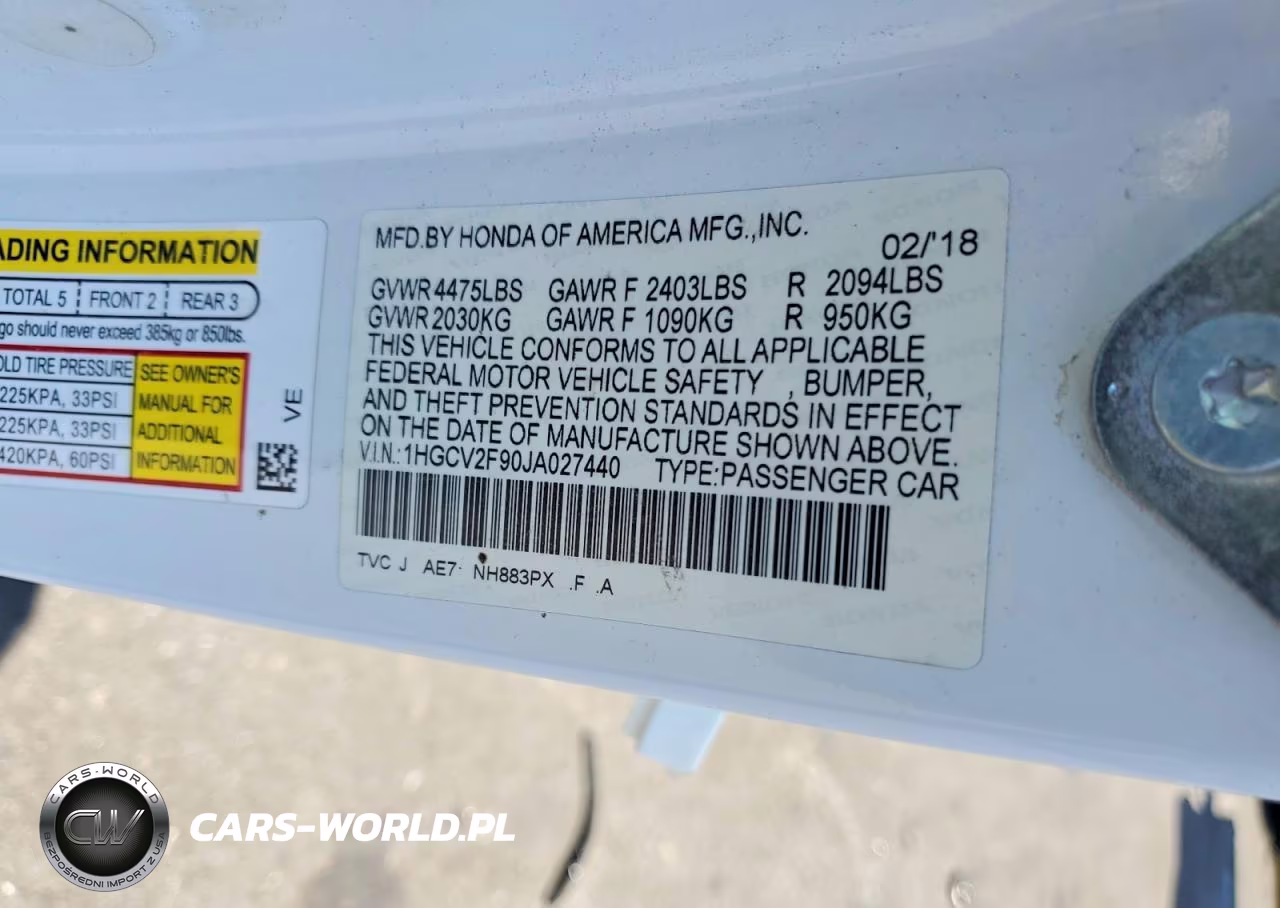 2018 Honda Accord Touring VIN:1HGCV2F90JA027440 - 12