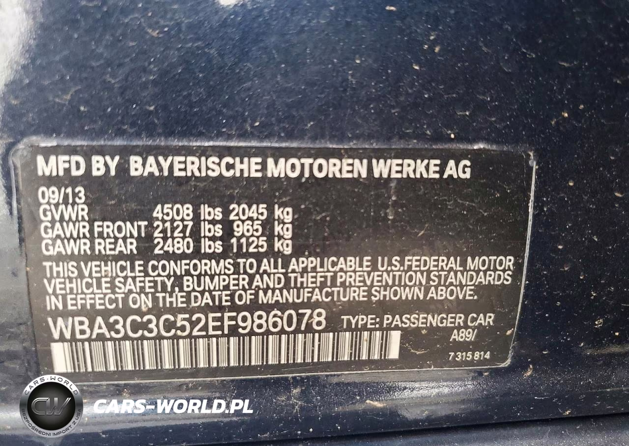 2014 BMW 320 I xDrive VIN:WBA3C3C52EF986078 - 12