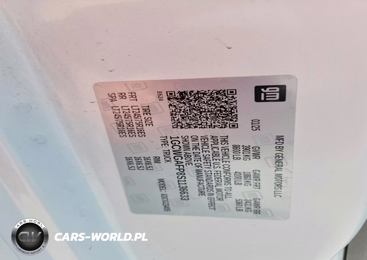 2025 Chevrolet Express G2500 VIN:1GCWGAFP8S1136633 - 13