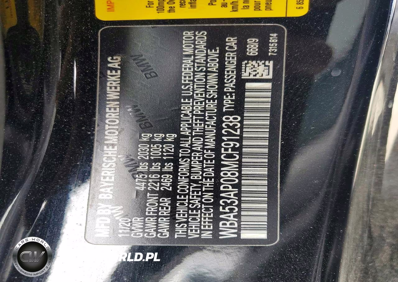 2021 BMW 430I VIN:WBA53AP08MCF91238 - 12