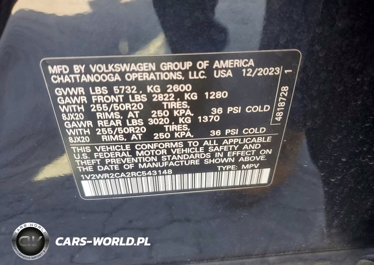 2024 Volkswagen Atlas Se VIN:1V2WR2CA2RC543148 - 12