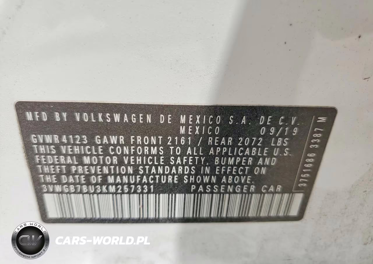 2019 Volkswagen Jetta Sel Premium VIN:3VWGB7BU3KM257331 - 12