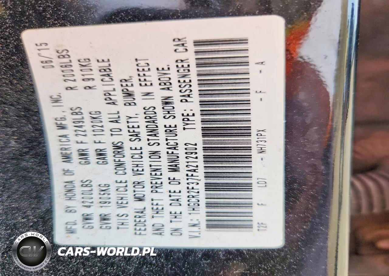 2015 Honda Accord Lx VIN:1HGCR2F37FA212902 - 14