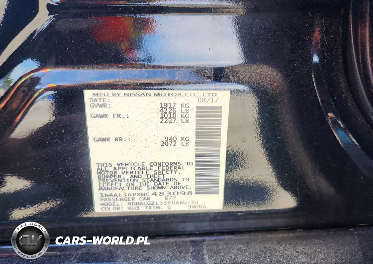2017 Nissan Altima 2.5 S VIN:1N4AL3APXHC483098 - 12