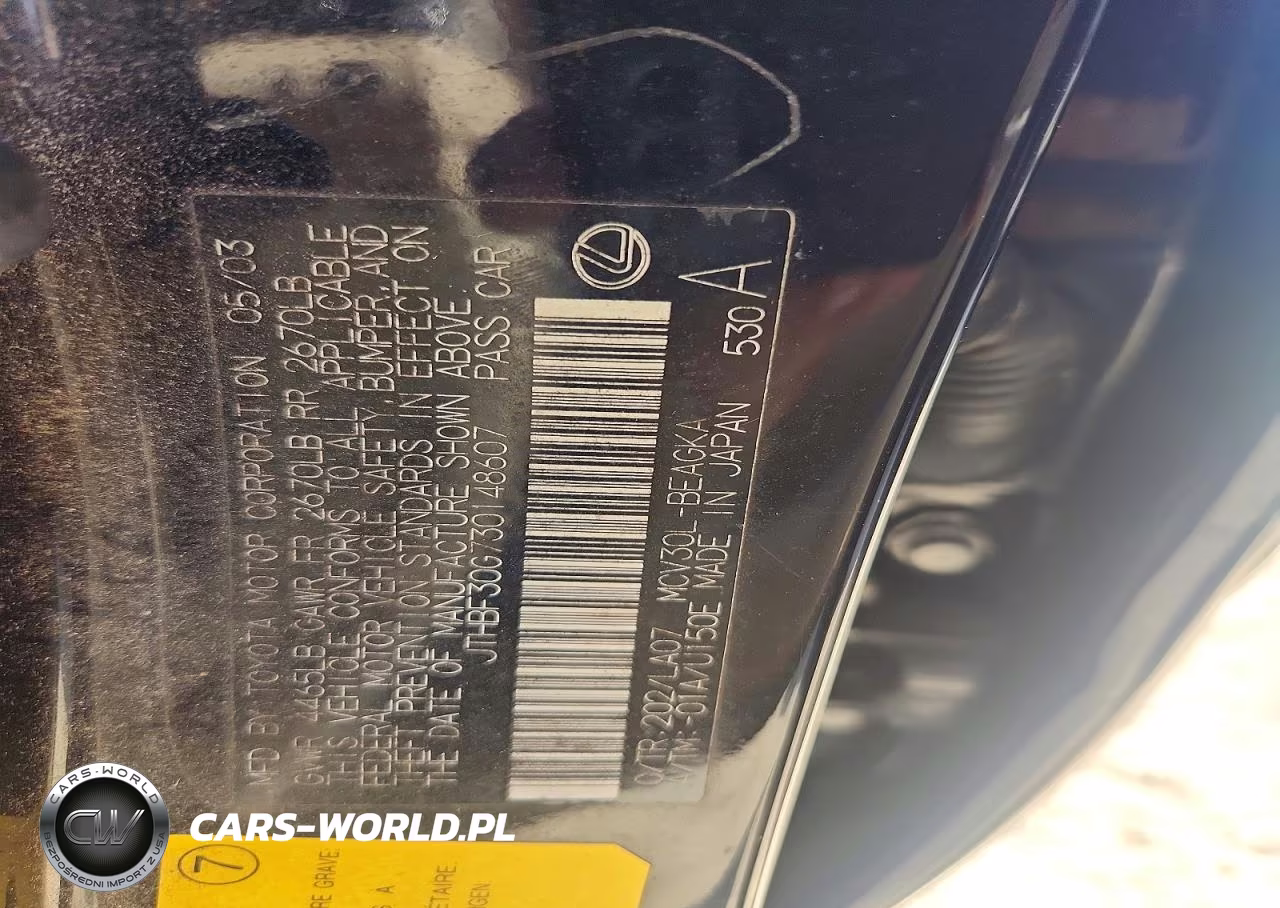 2003 Lexus Es 300 VIN:JTHBF30G730148607 - 12