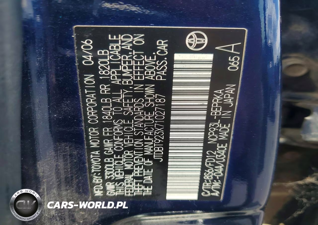 2007 Toyota Yaris Base VIN:JTDBT923X71027187 - 12