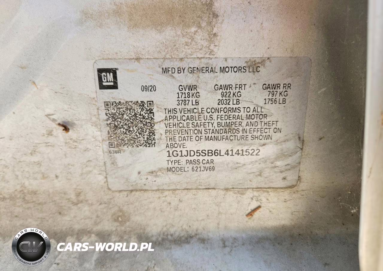 2020 Chevrolet Sonic Lt VIN:1G1JD5SB6L4141522 - 12