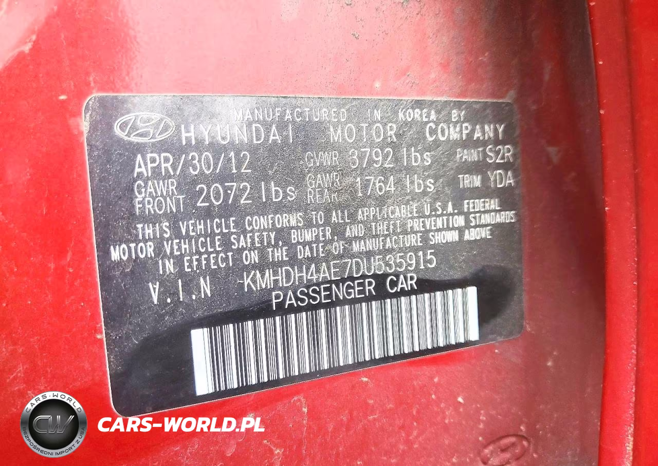 2013 Hyundai Elantra Gls VIN:KMHDH4AE7DU535915 - 12