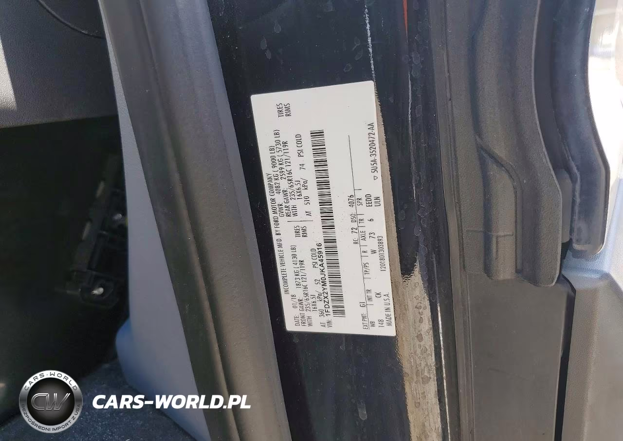 2018 Ford Transit T-350 VIN:1FDZX2YM0JKA45916 - 12
