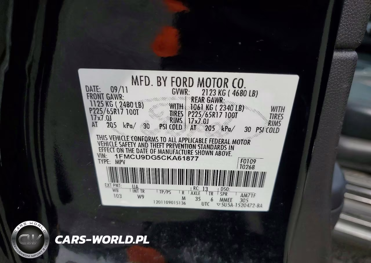 2012 Ford Escape Xlt VIN:1FMCU9DG5CKA61877 - 13