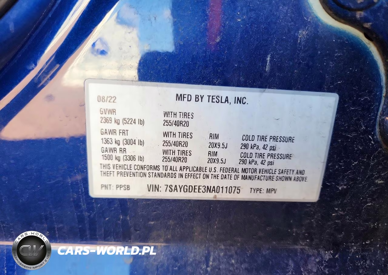 2022 Tesla Model Y VIN:7SAYGDEE3NA011075 - 12