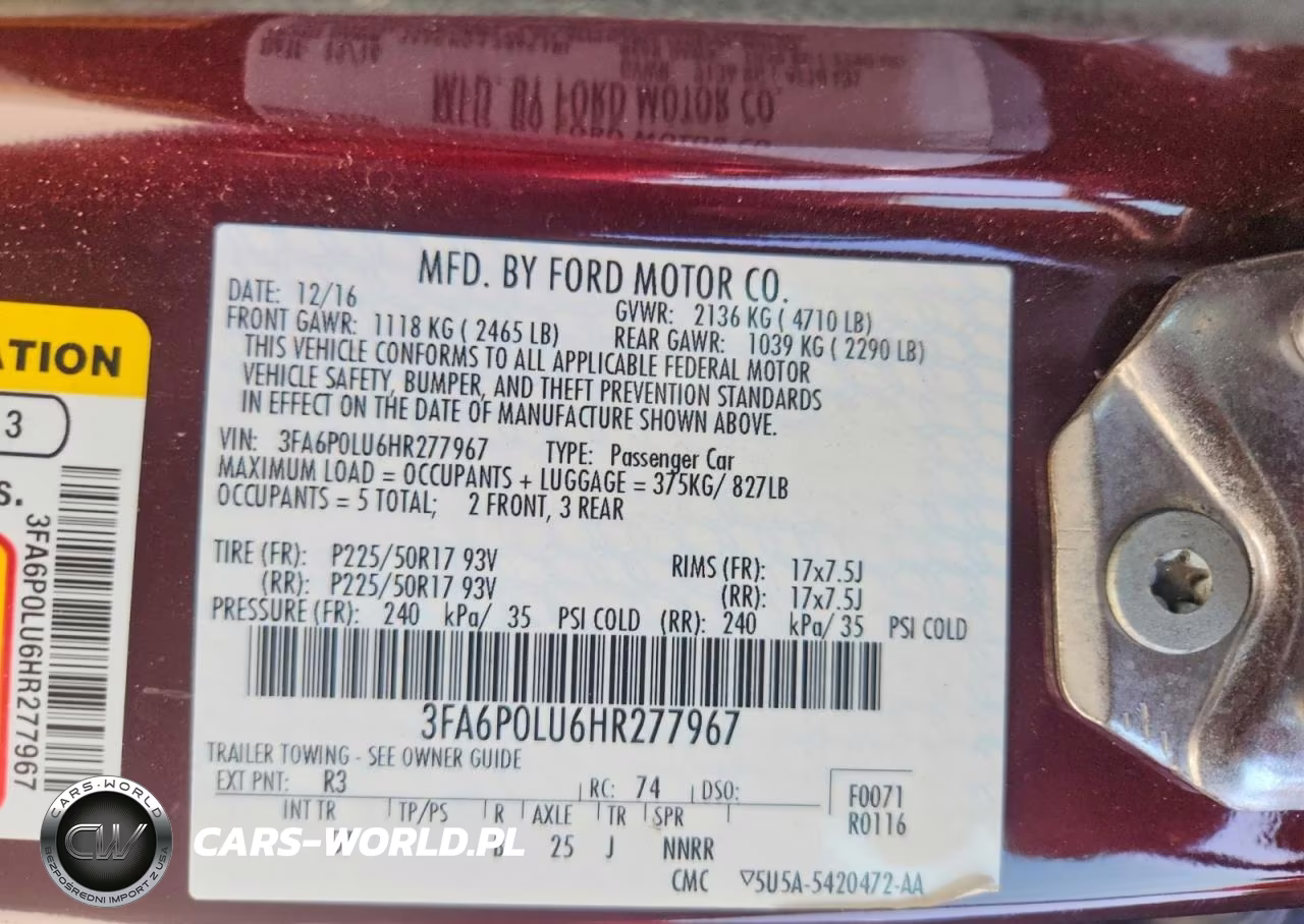 2017 Ford Fusion Se Hybrid VIN:3FA6P0LU6HR277967 - 12